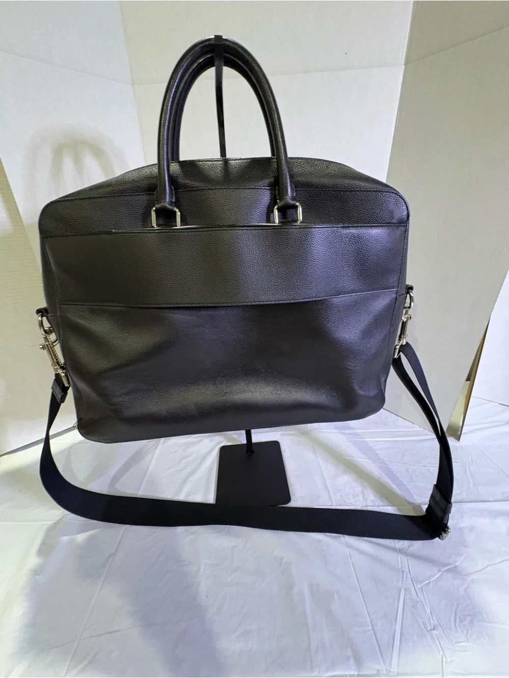 Coach Black Leather Laptop Briefcase with Detachable Strap